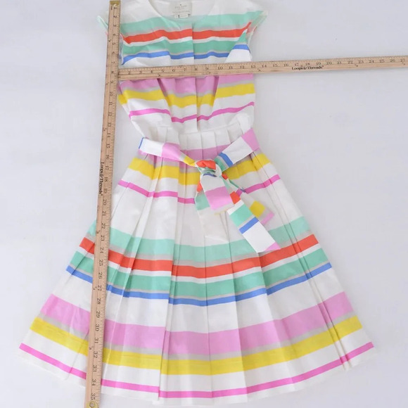 Kate Spade New York Multi Cape Stripe Pleated  Shirt Midi Dress 0 - Picture 3 of 15